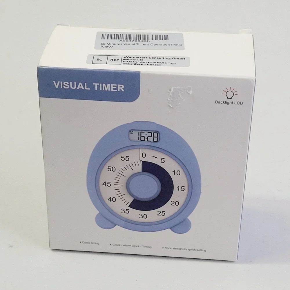Unbranded 60 Minute Visual Timer Clock Blue USB Rechargeable Backlight